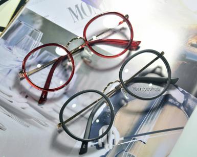 กรอบแว่นพลาสติก ขาทอง จมูกทอง ขอบกลางสีทอง